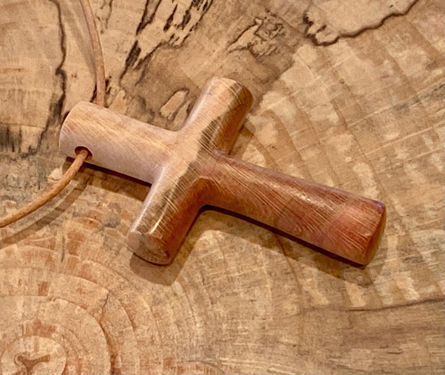 Plum Wood Cross Necklace #2