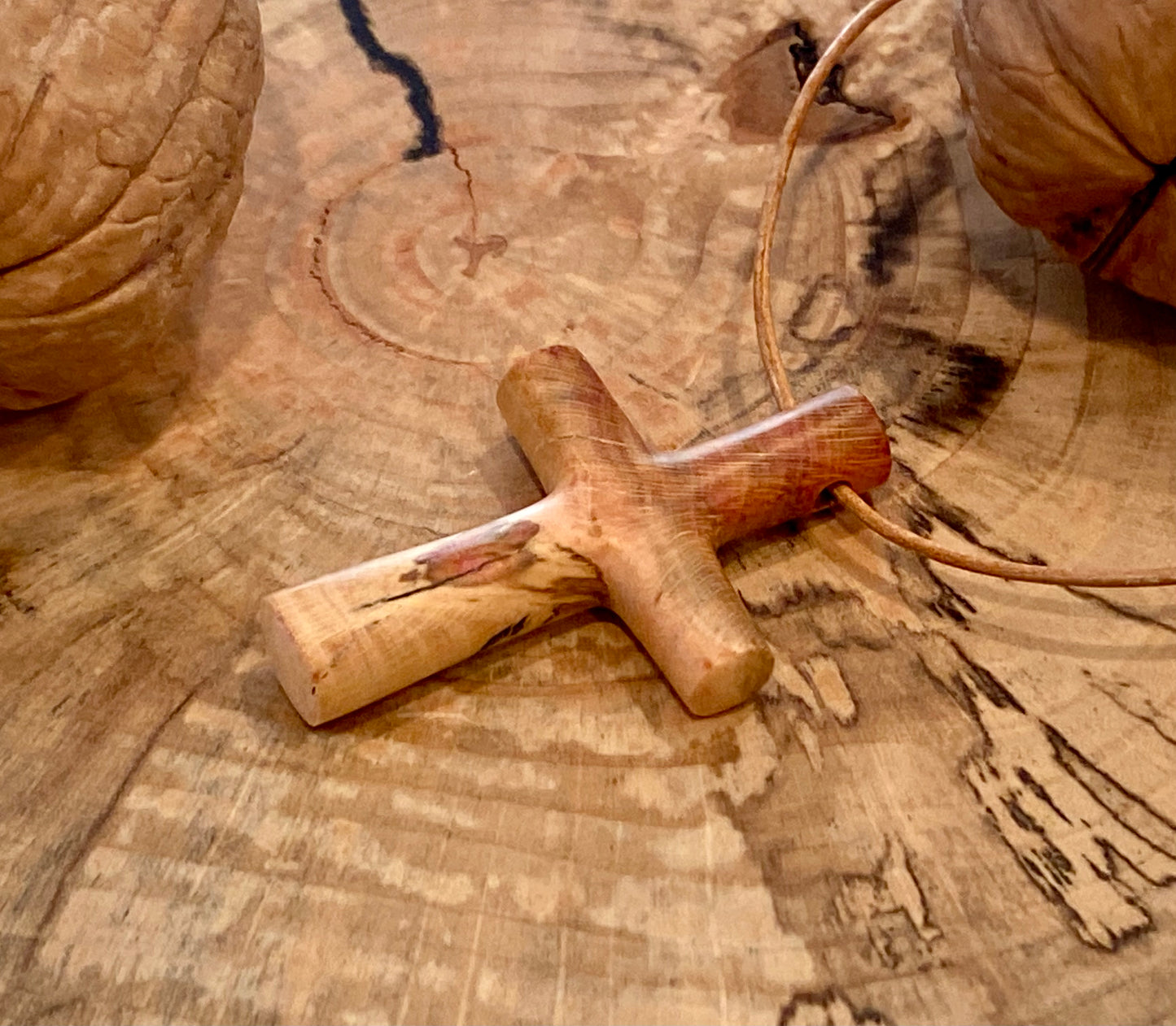 Plum Wood Cross Necklace #8