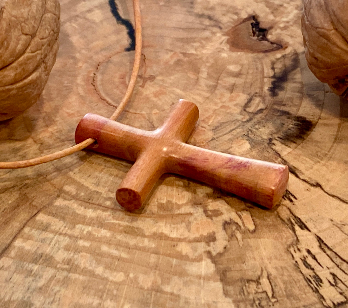 Plum Wood Cross Necklace #6