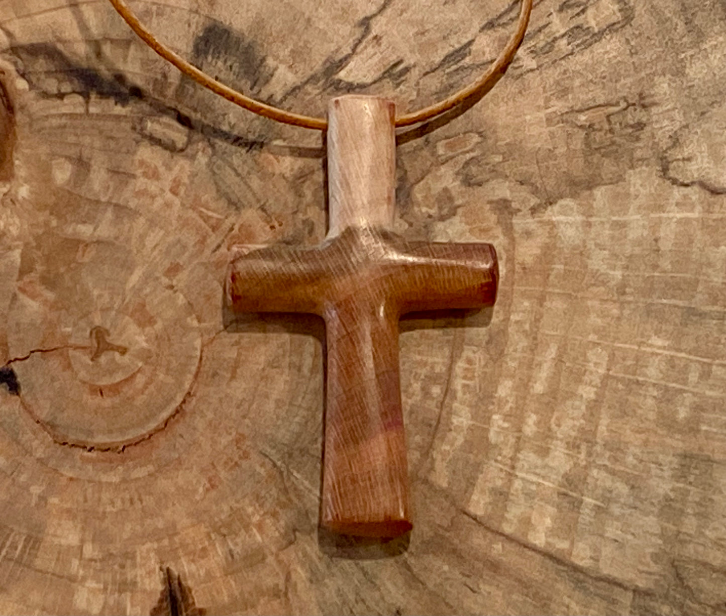 Plum Wood Cross Necklace #1