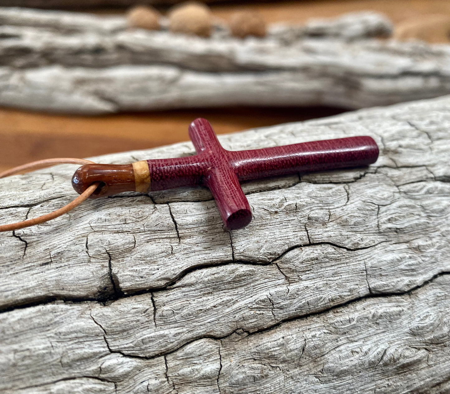 Wooden Cross Purple Heart 1