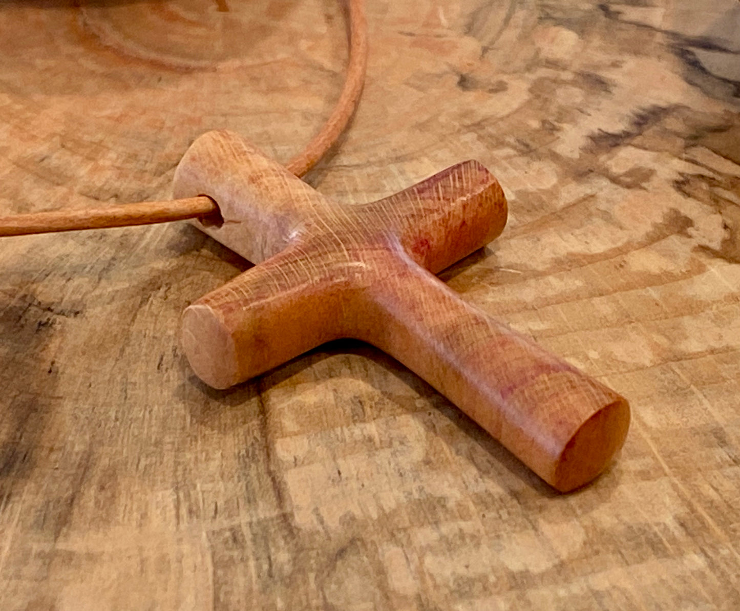 Plum Wood Cross Necklace #5