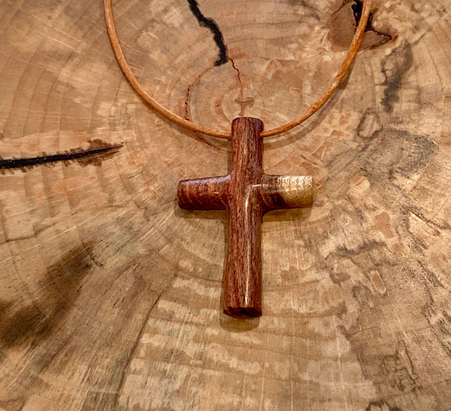 Mexican Kingwood Cross Necklace #1