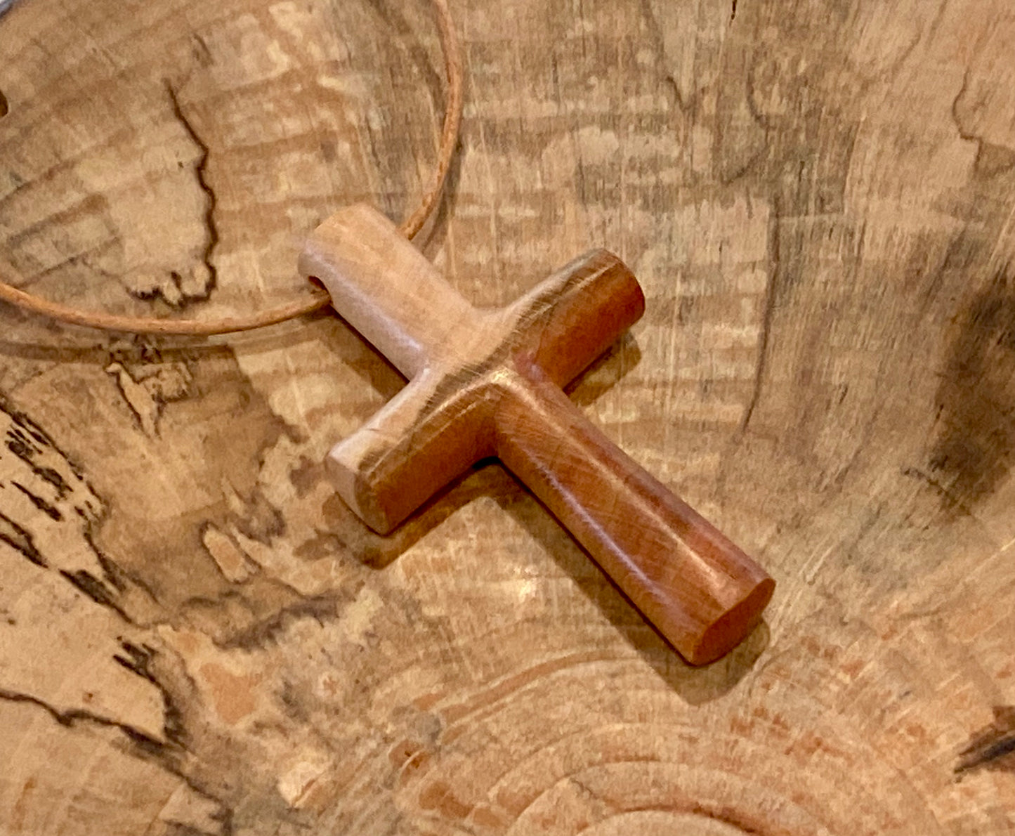 Plum Wood Cross Necklace #2