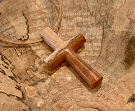 Plum Wood Cross Necklace #2