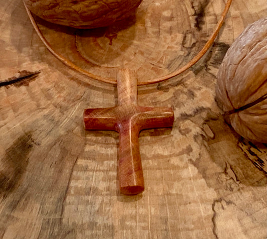 Plum Wood Cross Necklace #5