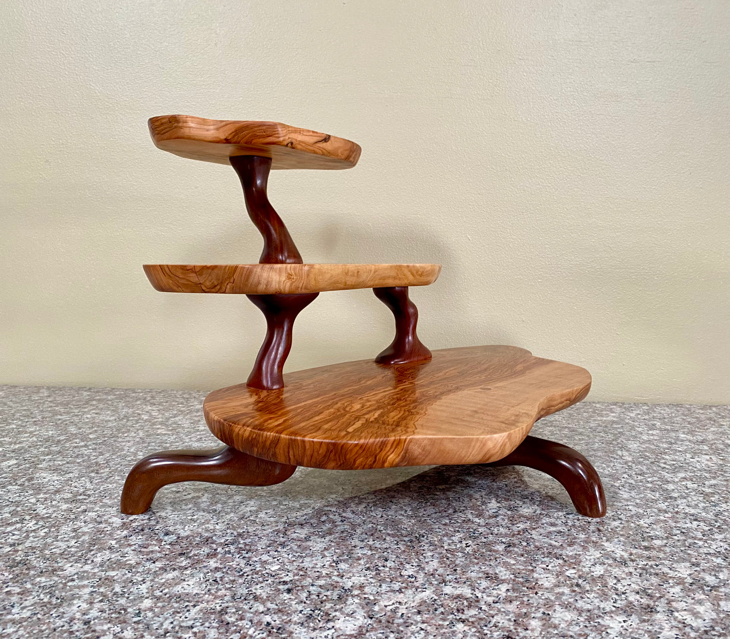 Olive Wood Tiered Tray