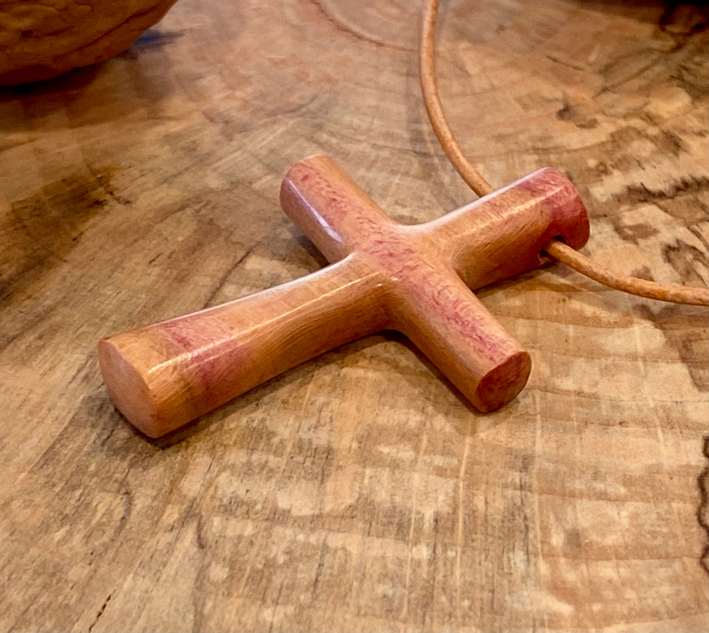 Plum Wood Cross Necklace #6