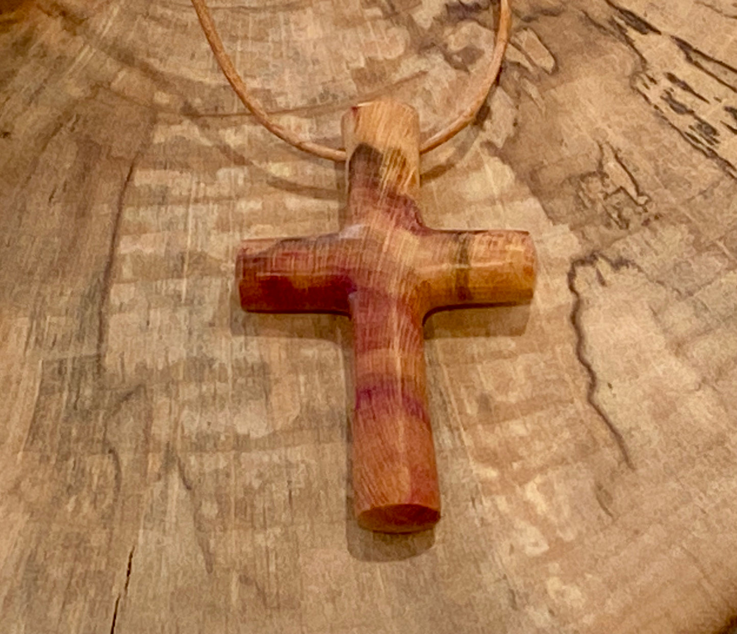 Plum Wood Cross Necklace #7