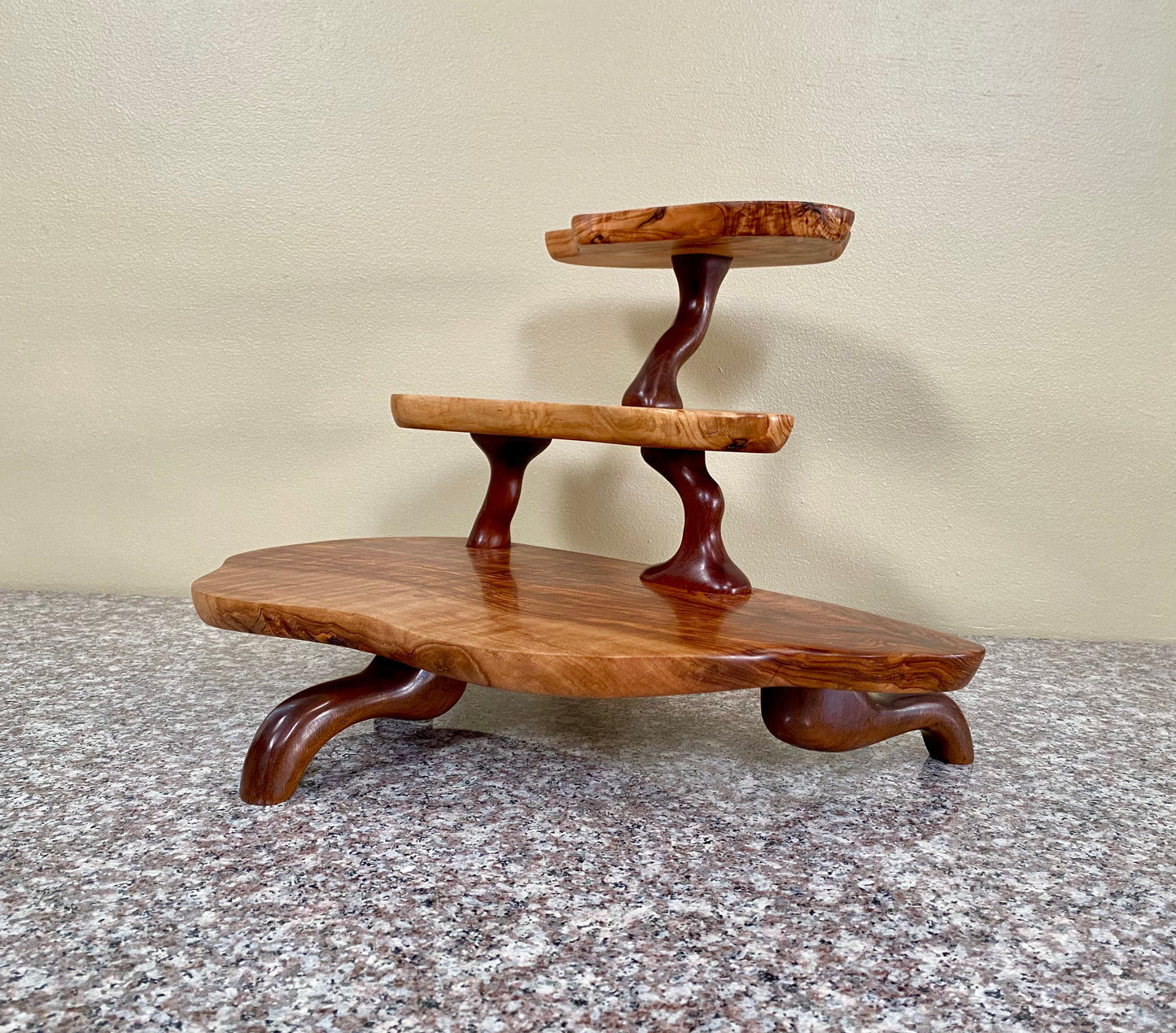 Olive Wood Tiered Tray