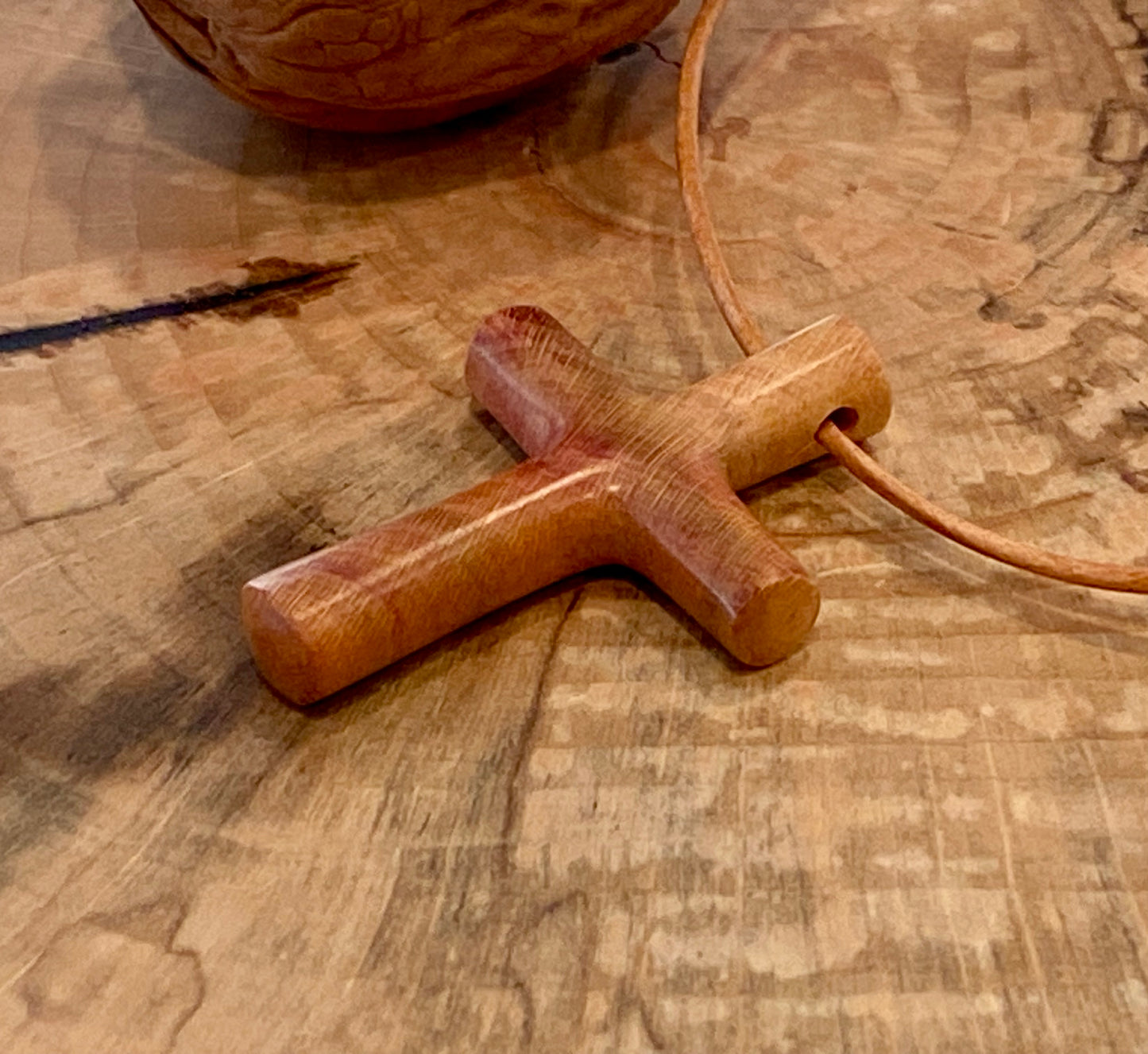 Plum Wood Cross Necklace #5