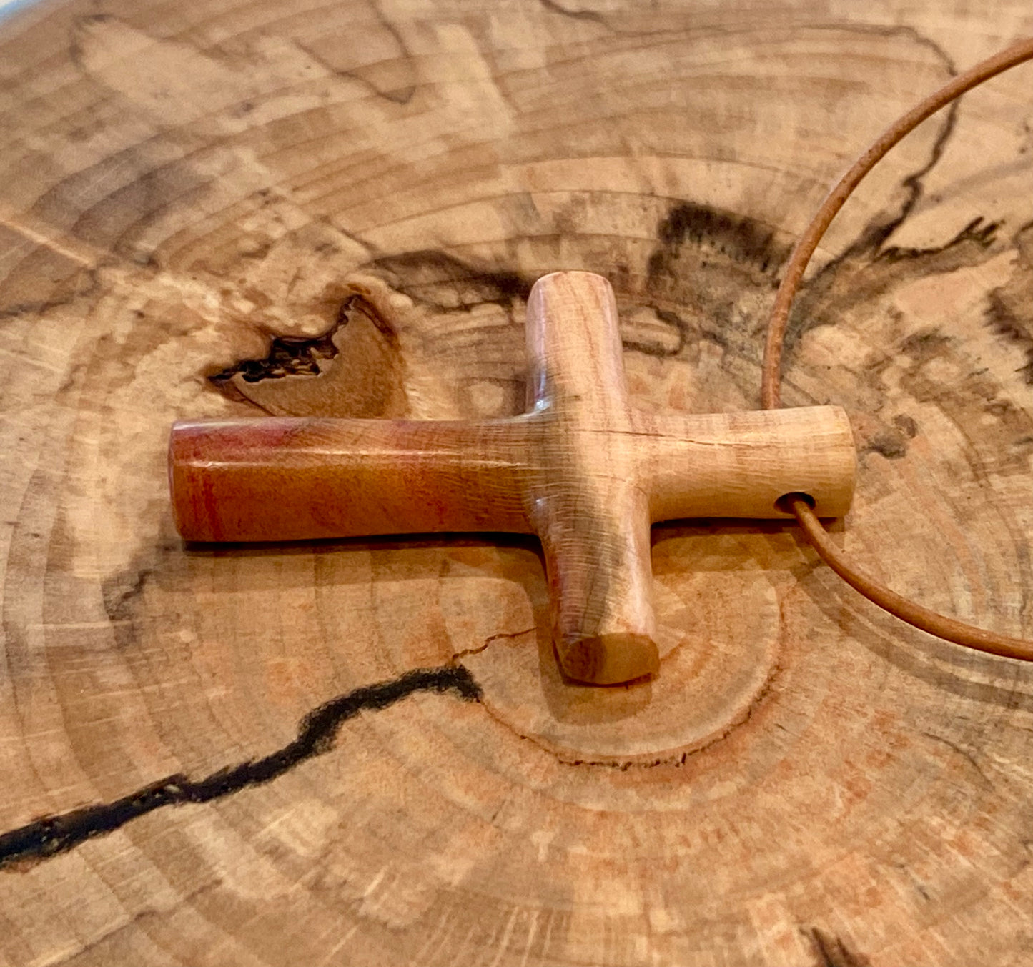 Plum Wood Cross Necklace #3