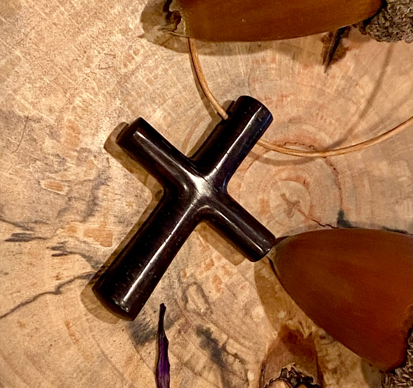Mexican Ebony Cross Necklace #1