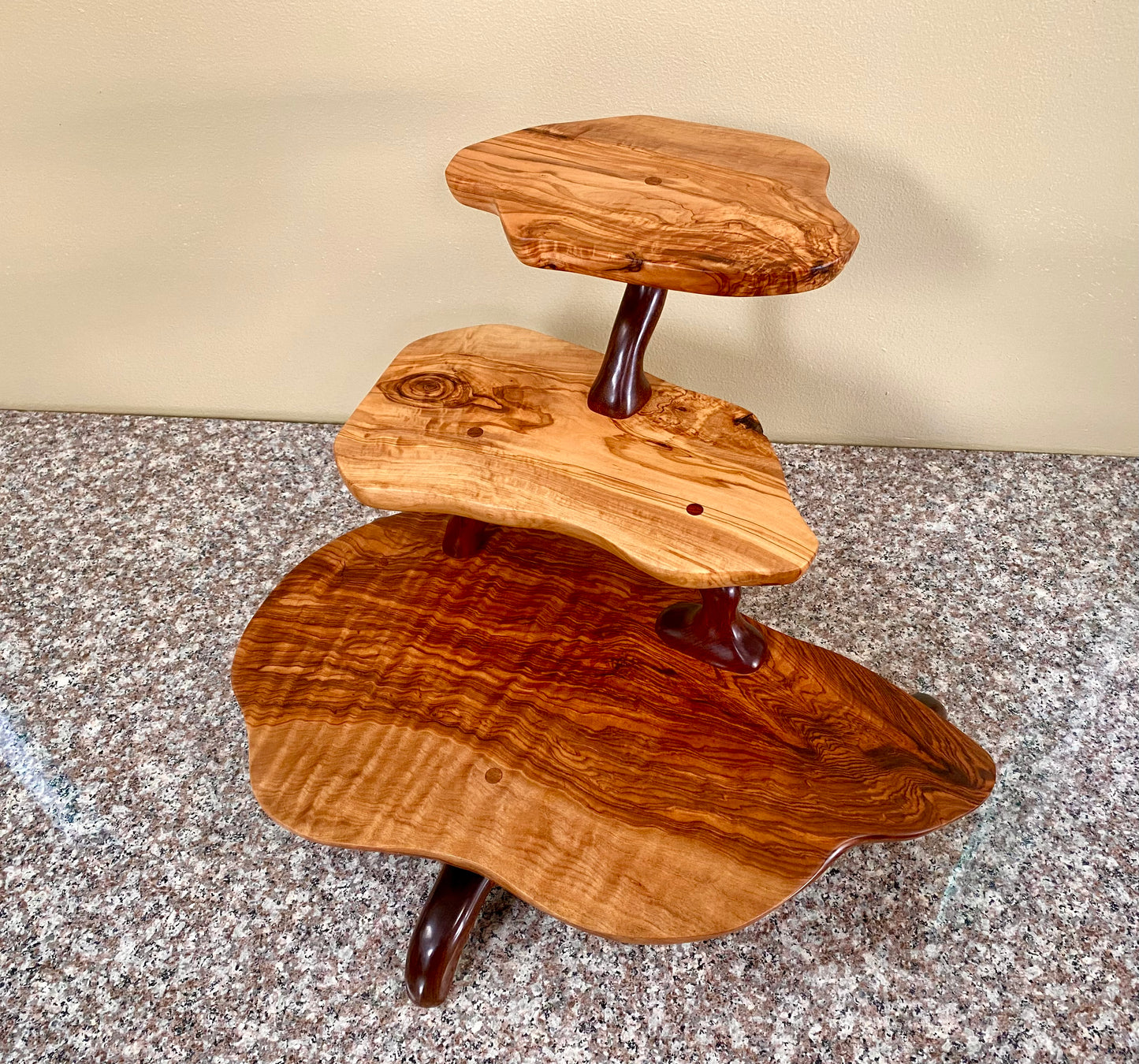 Olive Wood Tiered Tray