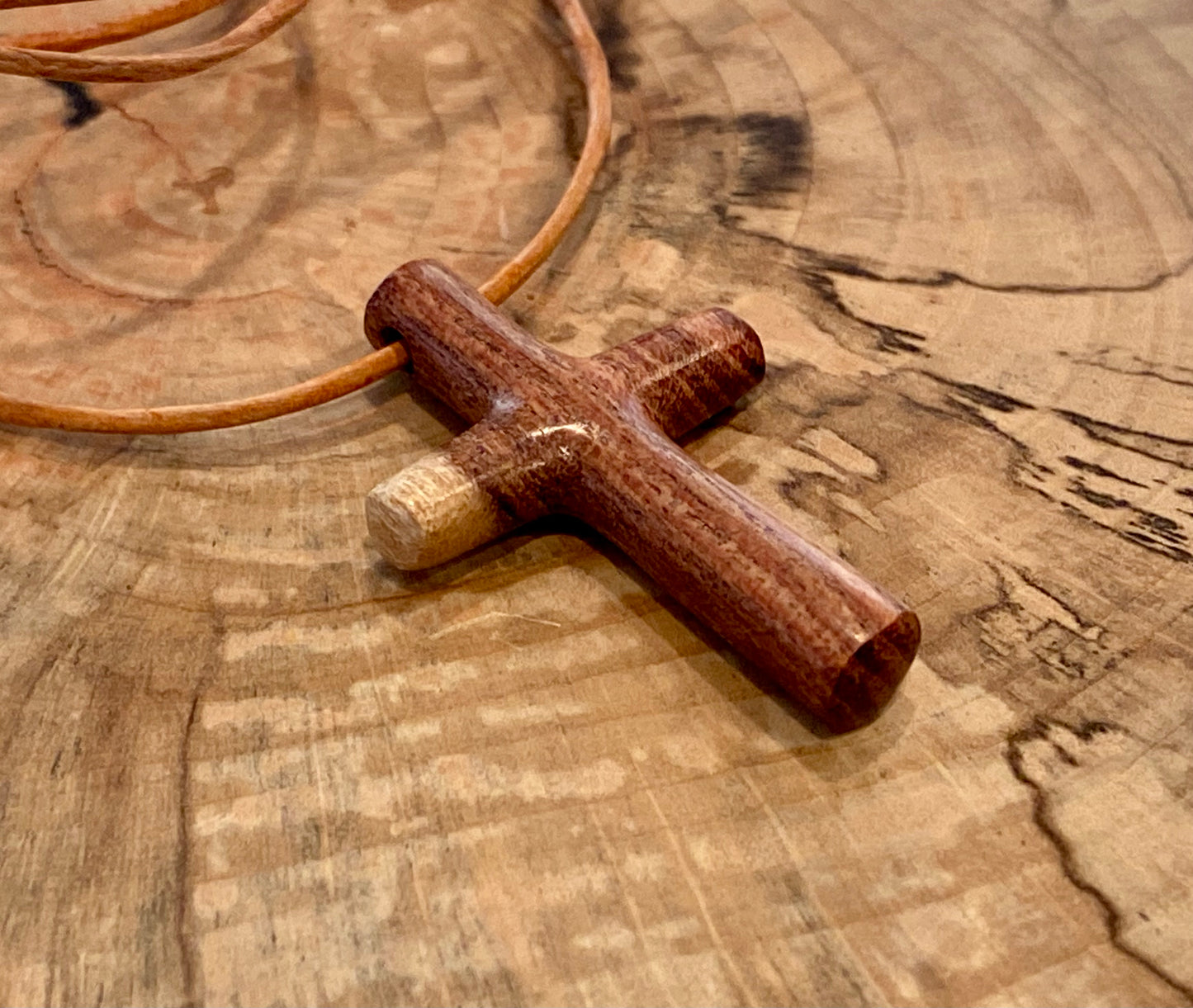 Mexican Kingwood Cross Necklace #1