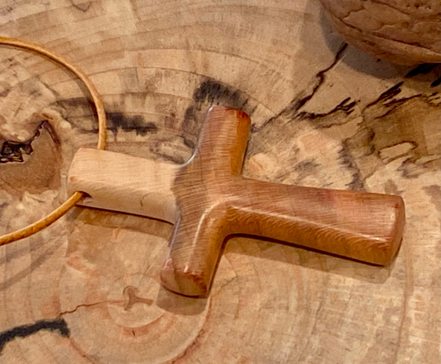 Plum Wood Cross Necklace #1