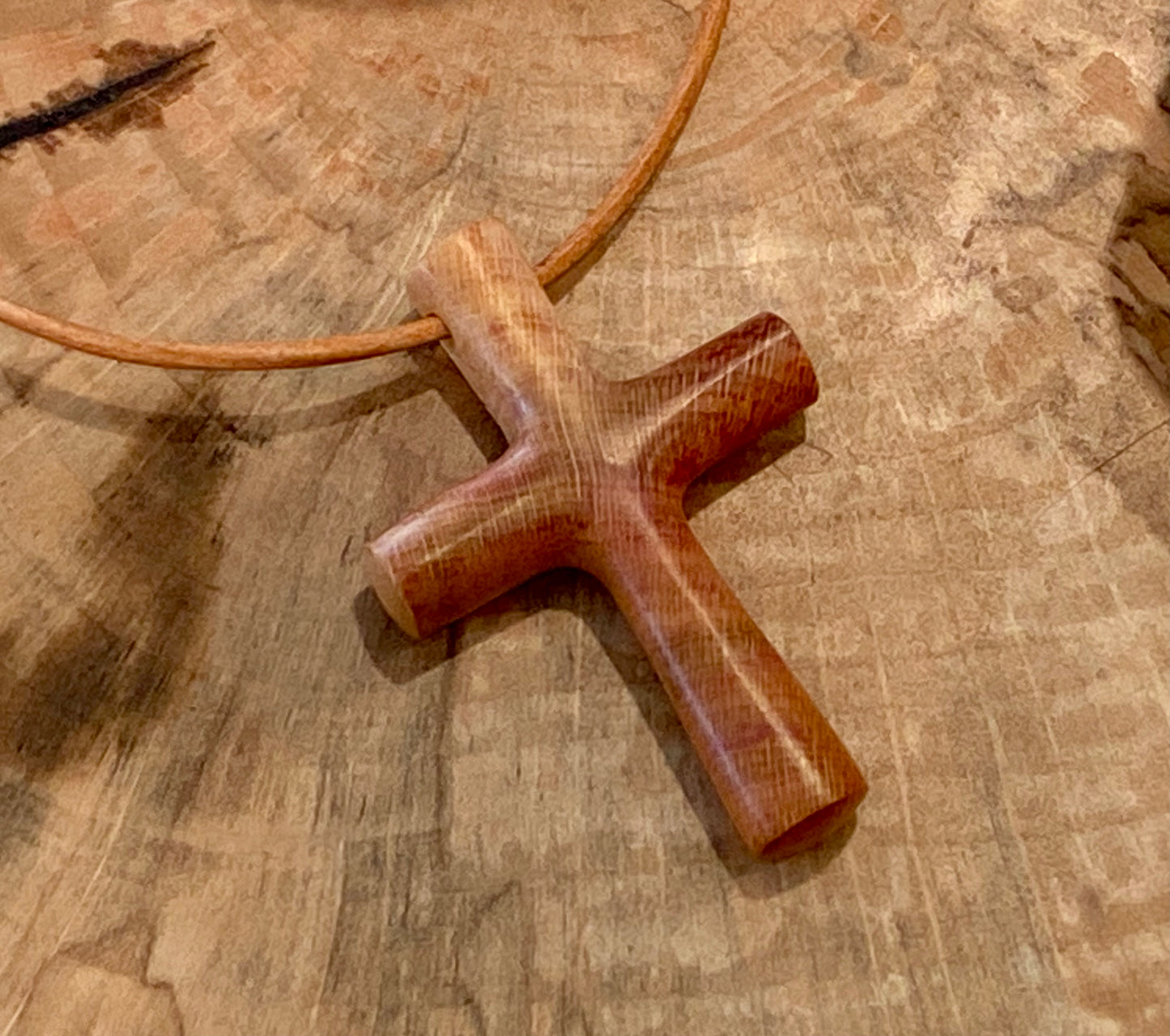 Plum Wood Cross Necklace #5