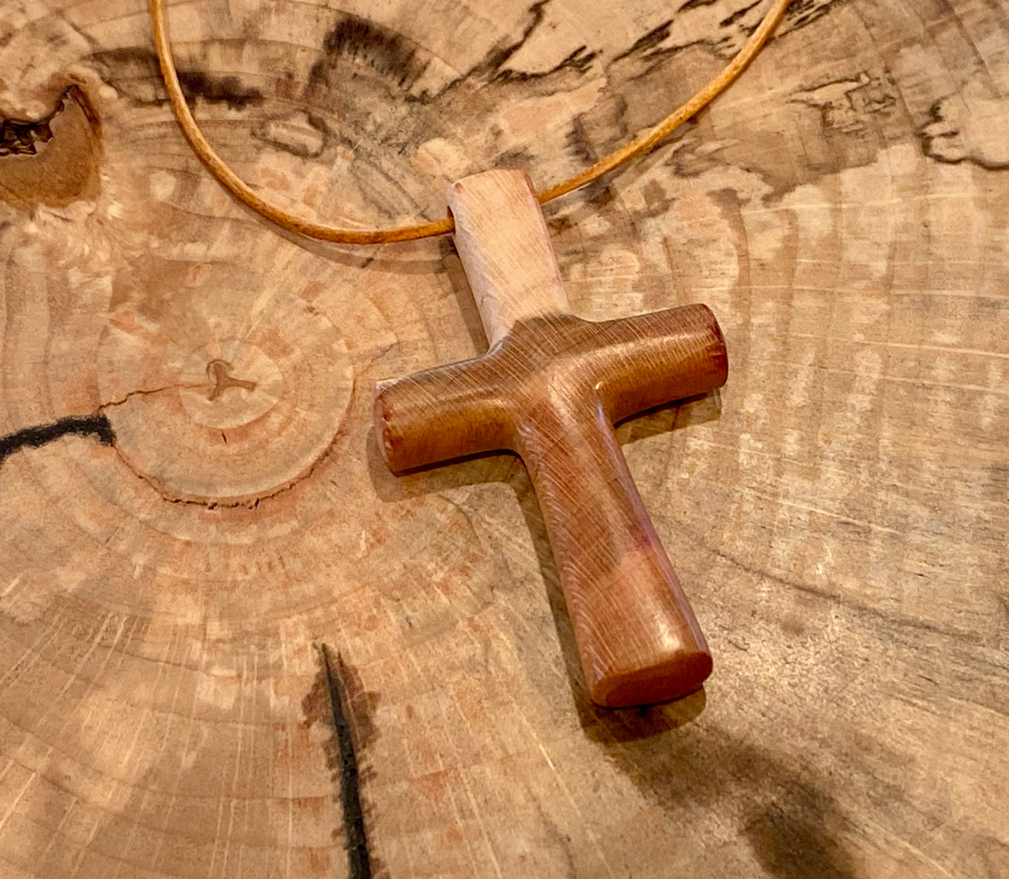 Plum Wood Cross Necklace #1