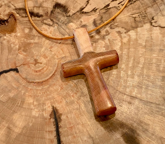Plum Wood Cross Necklace #1