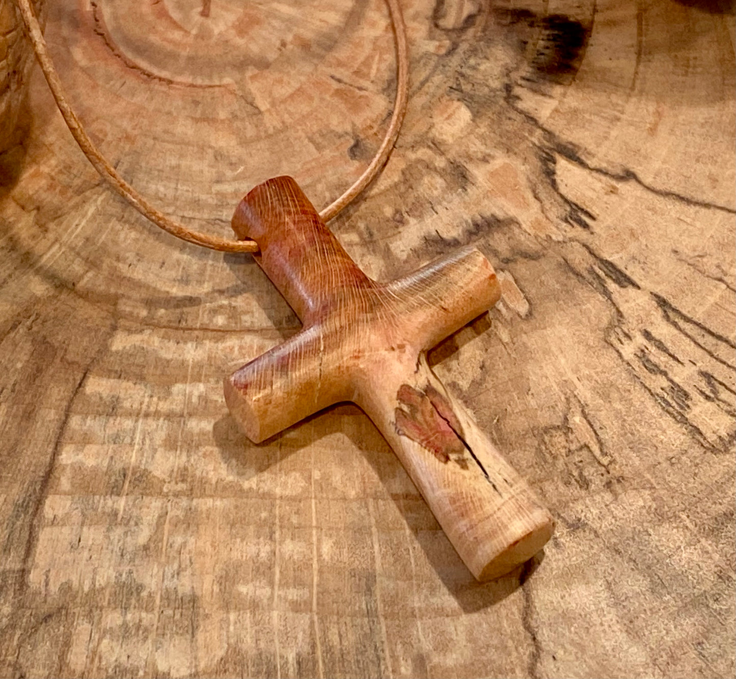 Plum Wood Cross Necklace #8