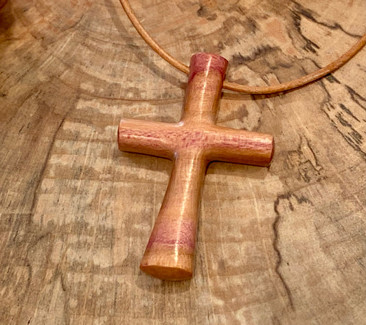 Plum Wood Cross Necklace #6