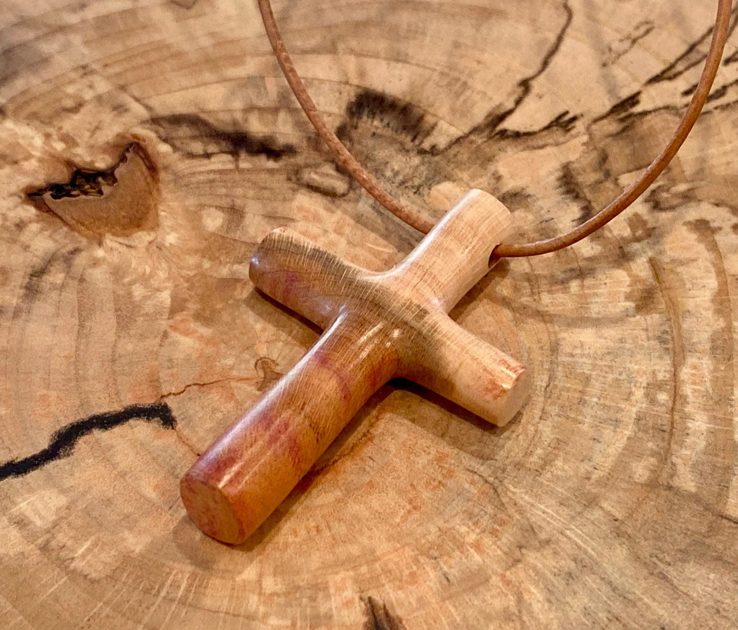 Plum Wood Cross Necklace #3