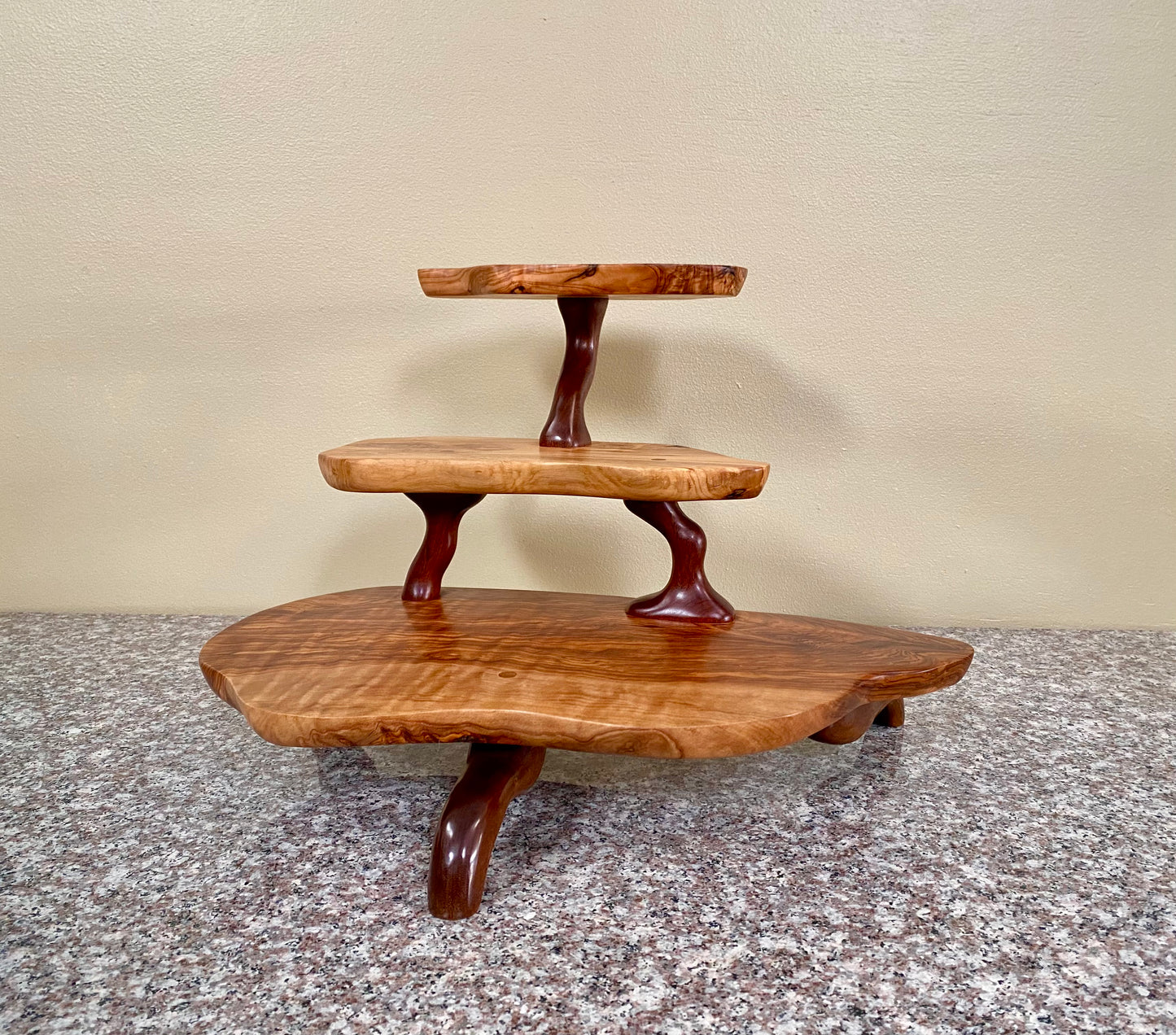 Olive Wood Tiered Tray