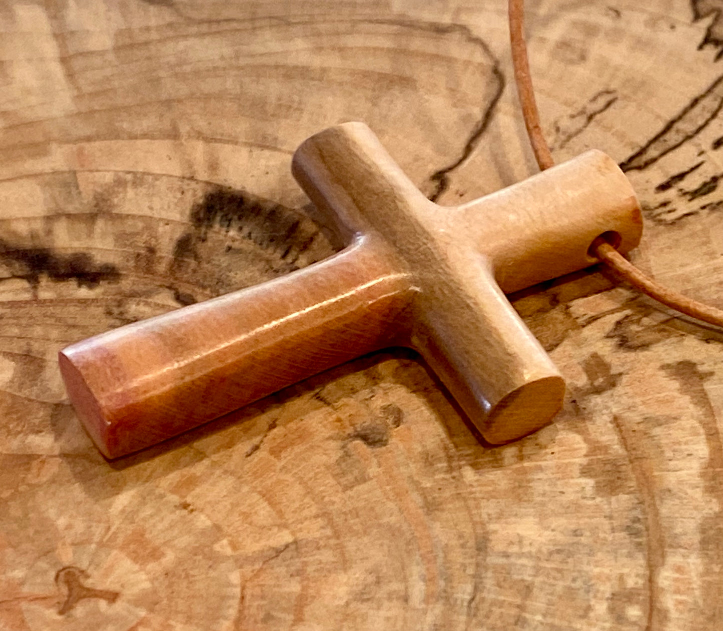 Plum Wood Cross Necklace #4