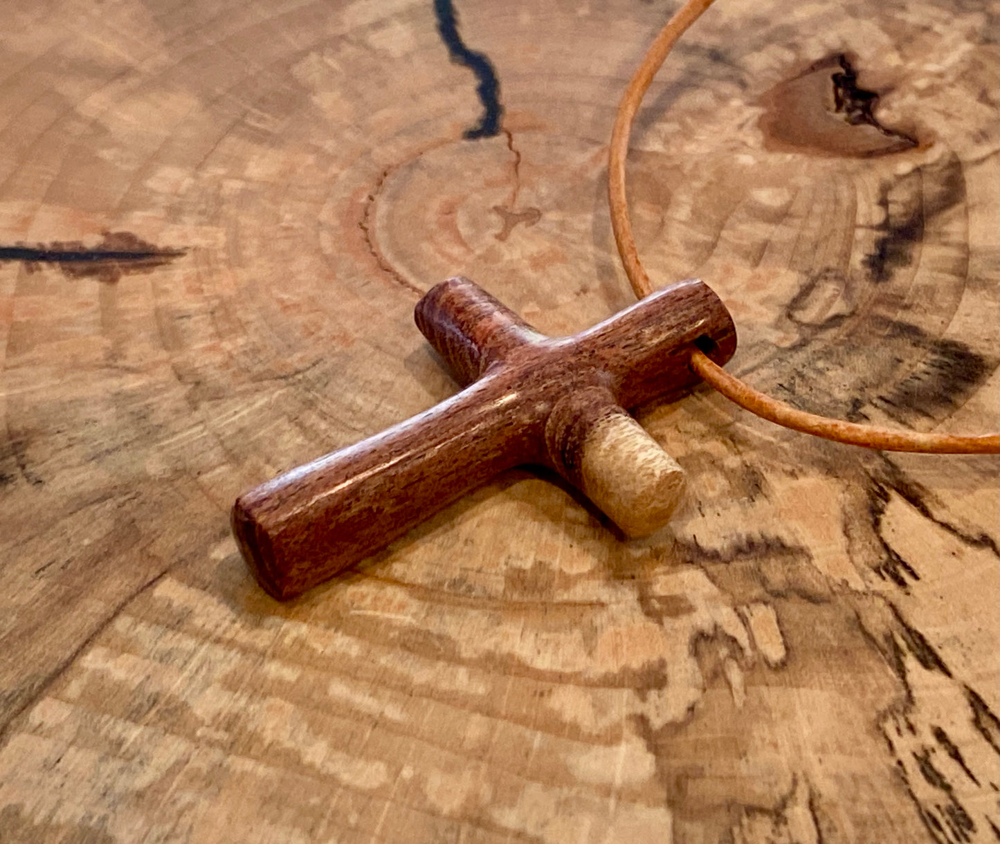 Mexican Kingwood Cross Necklace #1