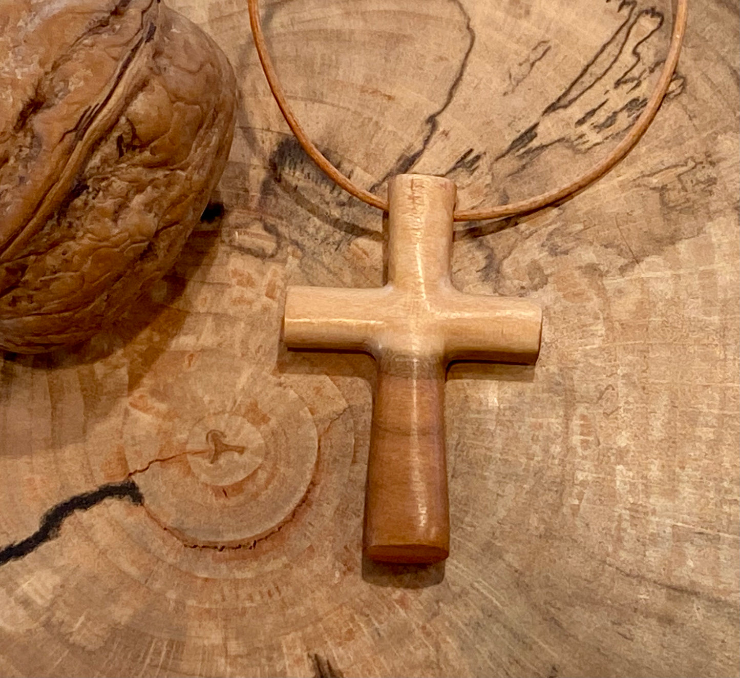 Plum Wood Cross Necklace #4