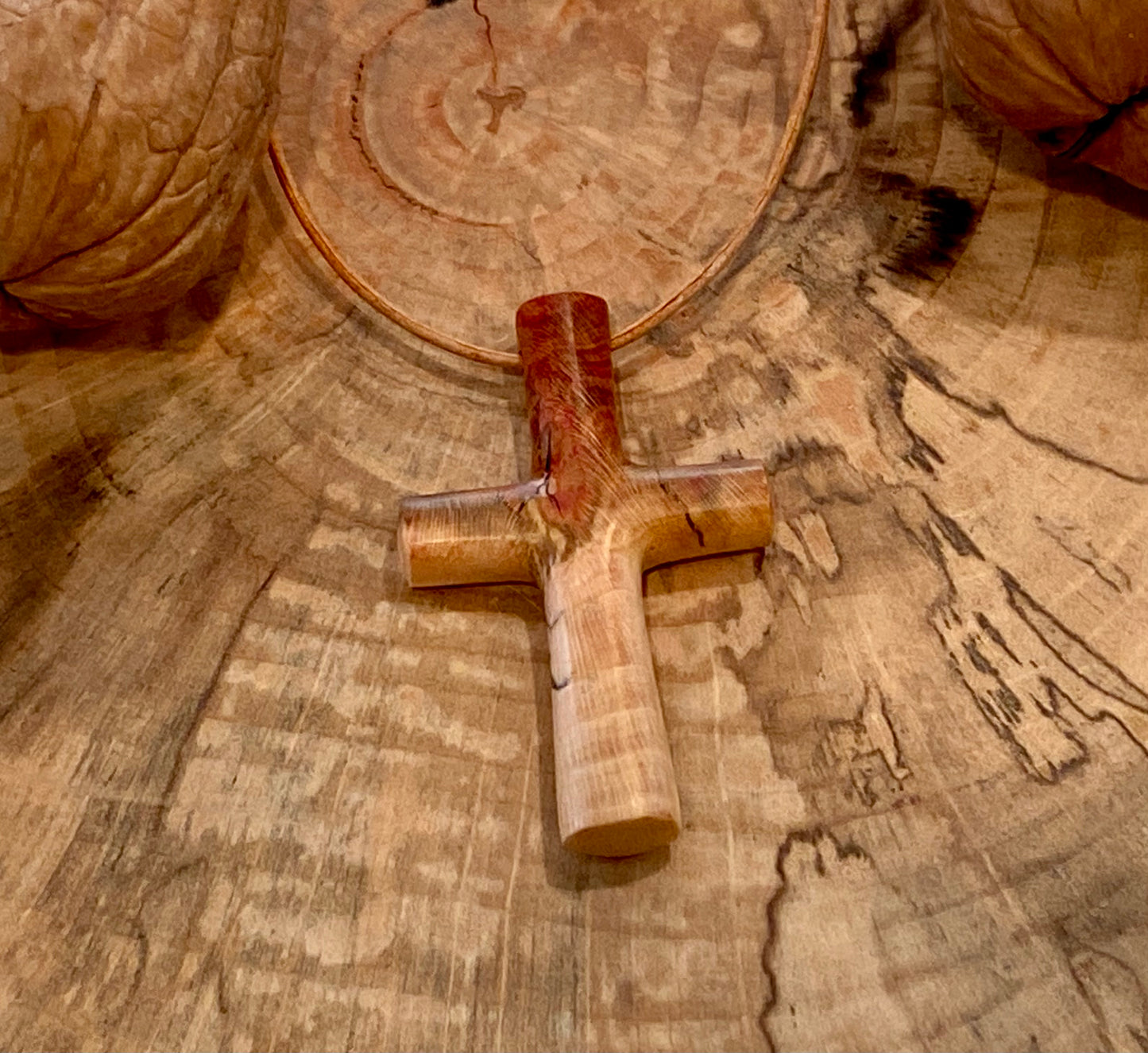 Plum Wood Cross Necklace #8