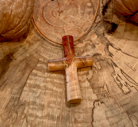 Plum Wood Cross Necklace #8