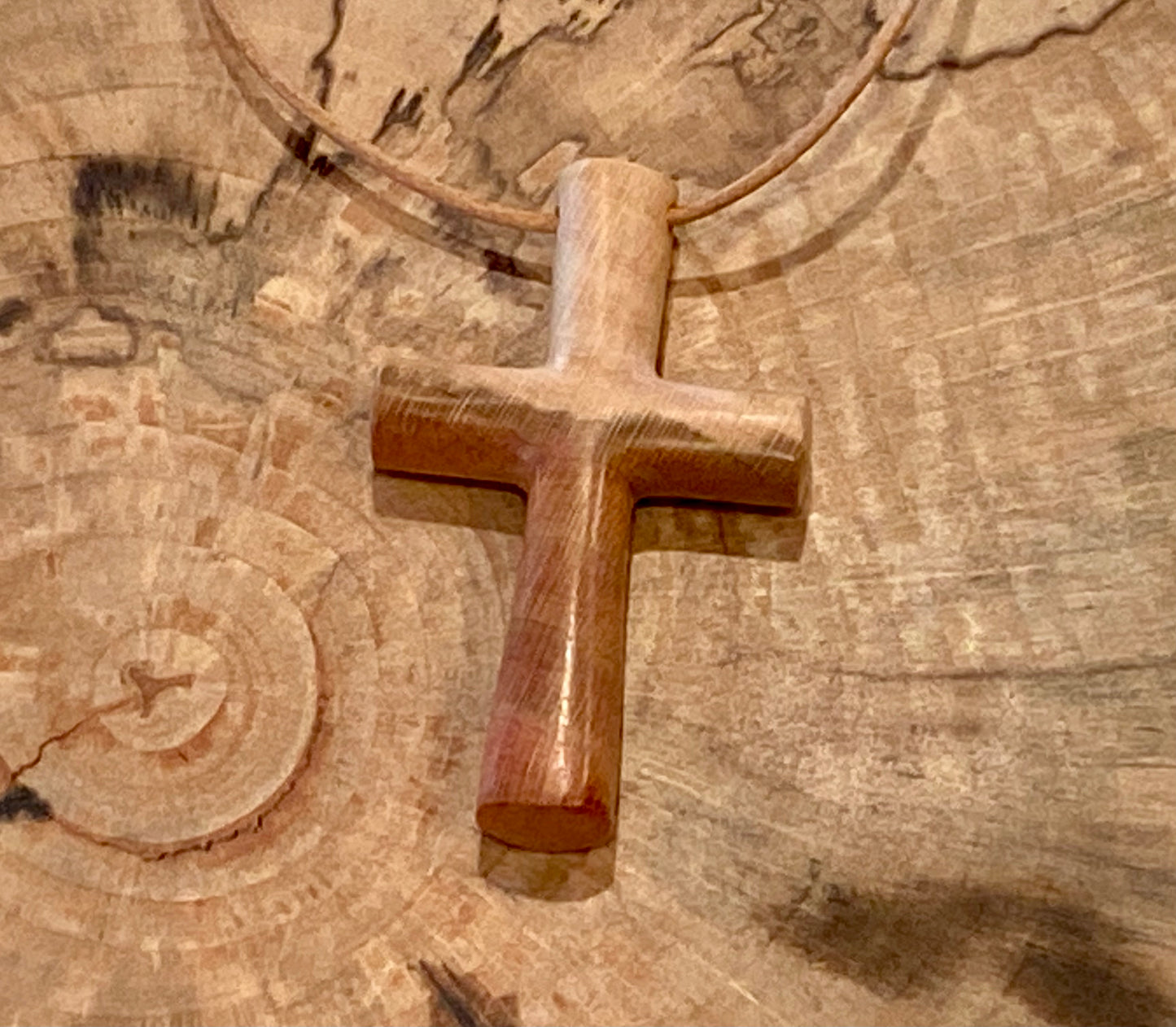Plum Wood Cross Necklace #2