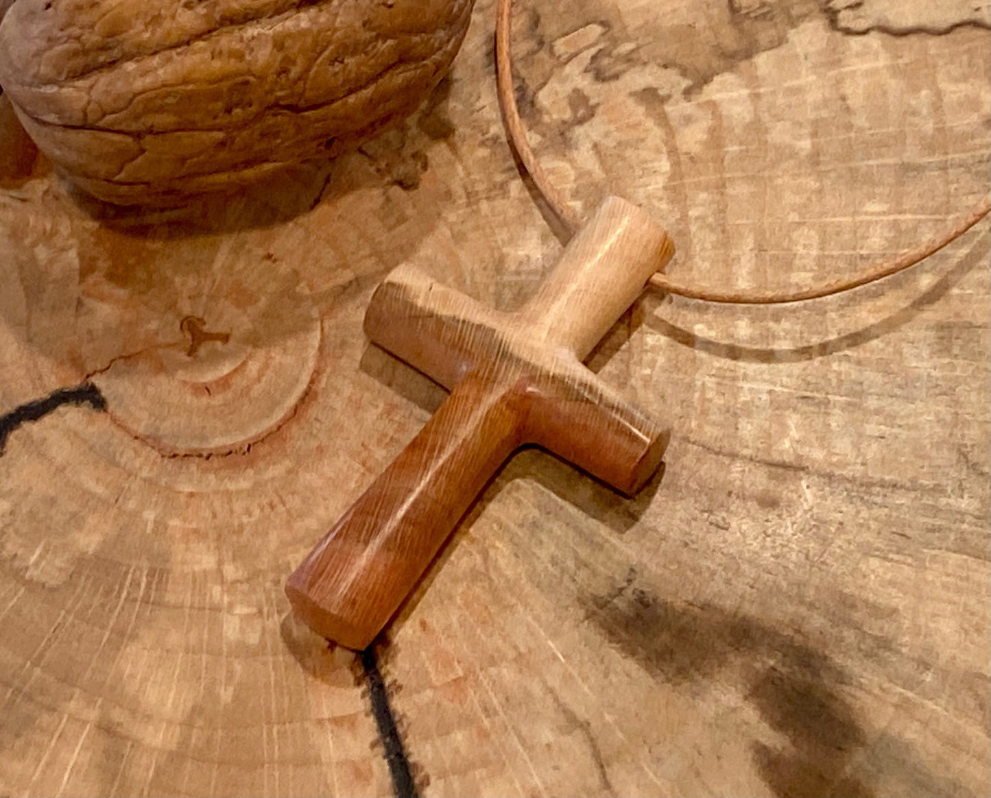 Plum Wood Cross Necklace #2