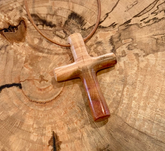 Plum Wood Cross Necklace #3