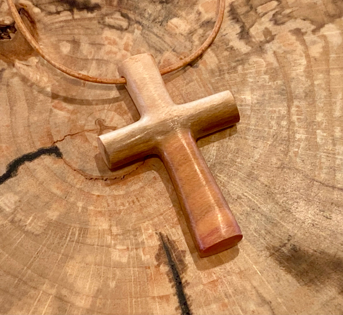 Plum Wood Cross Necklace #4