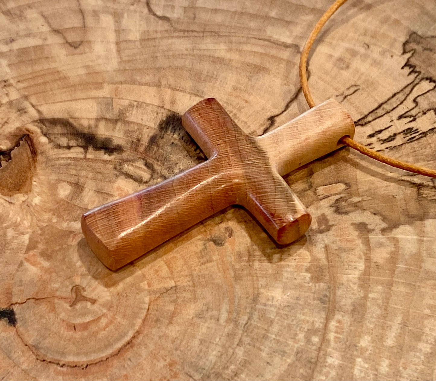 Plum Wood Cross Necklace #1