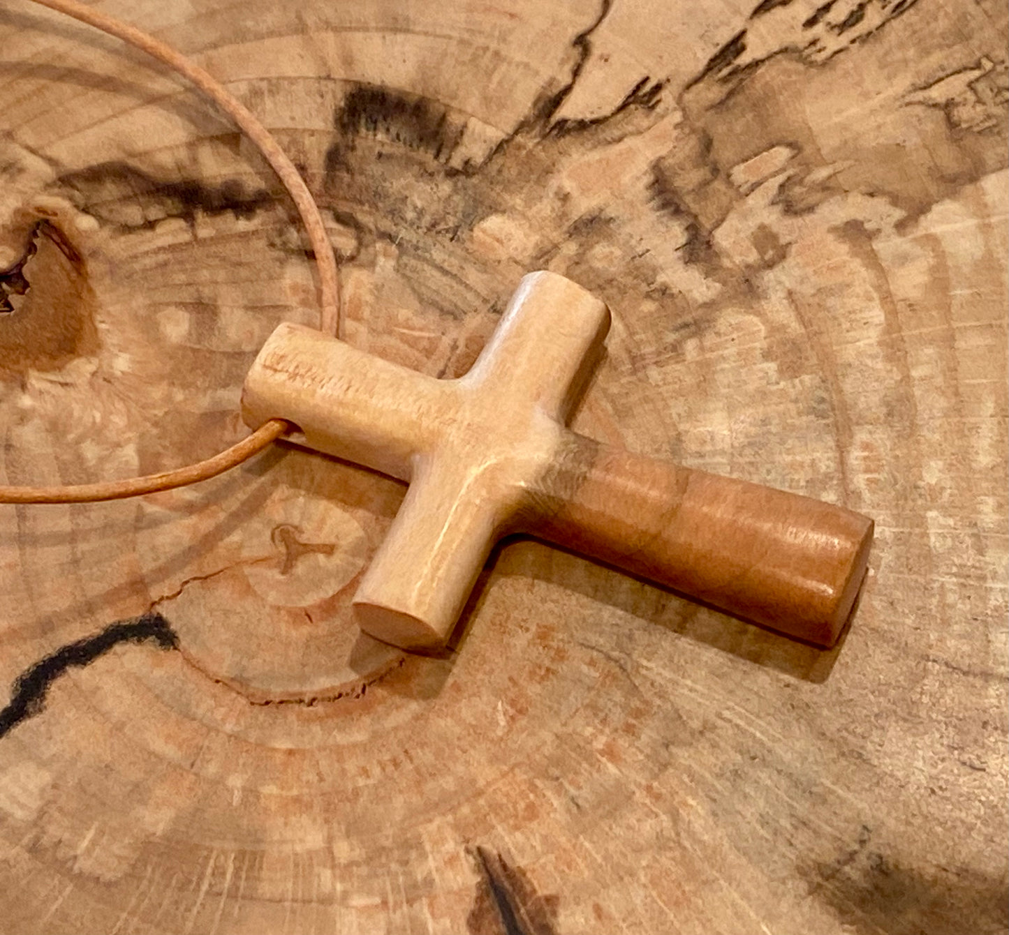 Plum Wood Cross Necklace #4