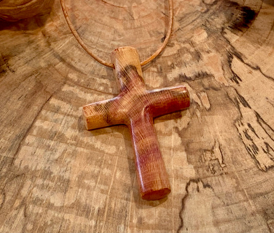 Plum Wood Cross Necklace #7