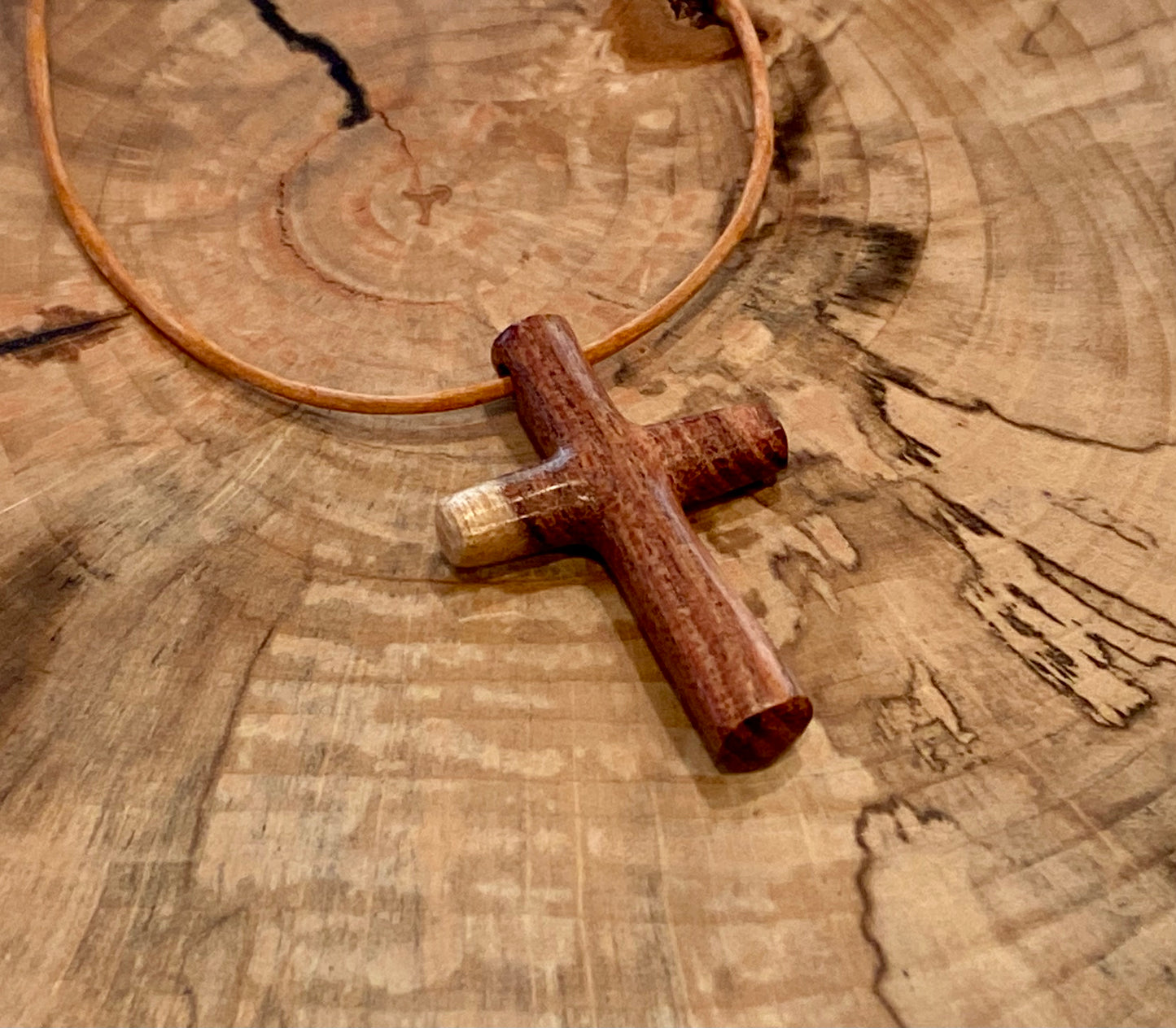 Mexican Kingwood Cross Necklace #1