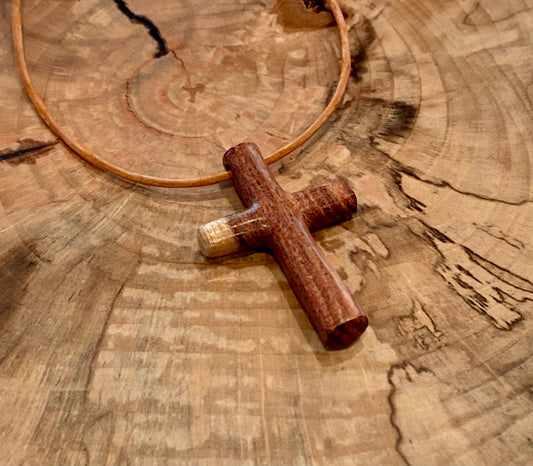 Mexican Kingwood Cross Necklace #1