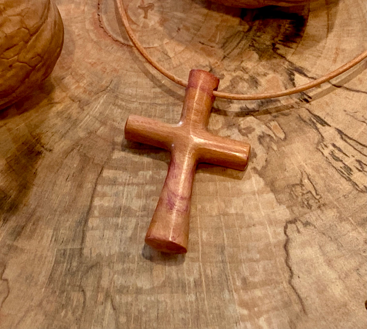 Plum Wood Cross Necklace #6