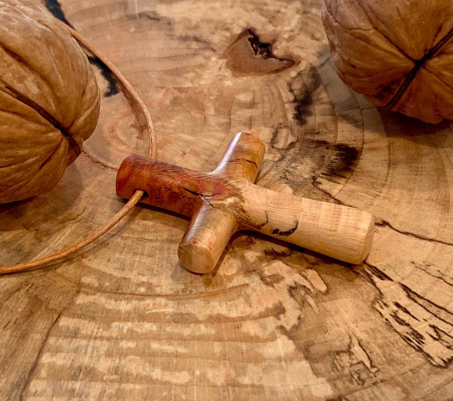 Plum Wood Cross Necklace #8
